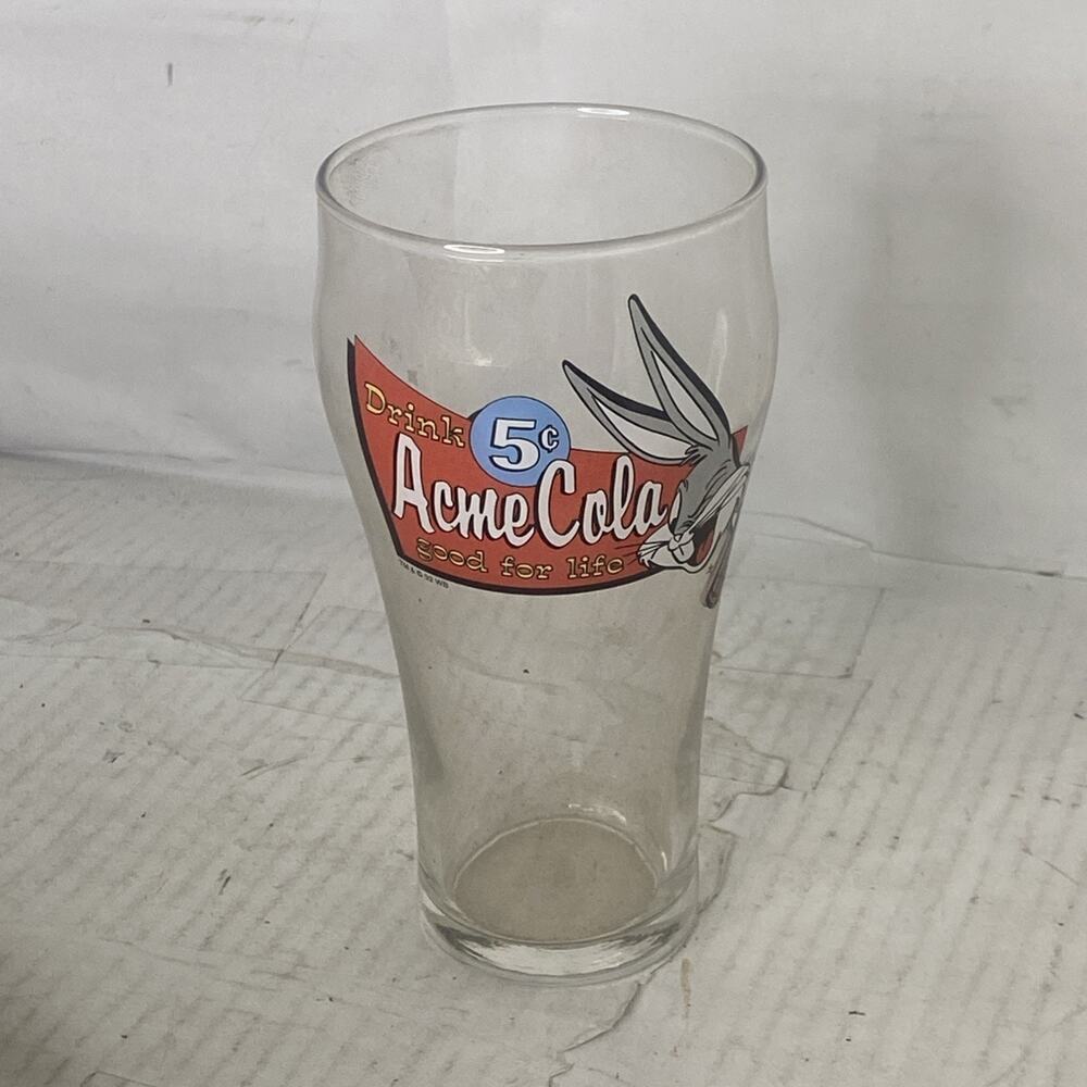 Vintage 1993 Looney Toons Bugs Bunny Acme Cola Glass 6in Tall Cup